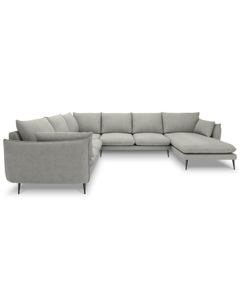 Canapé d'angle gauche panoramique Elio 7 places gris clair - 337x244x95 cm