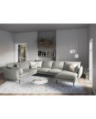 Canapé d'angle gauche panoramique Elio 7 places gris clair - 337x244x95 cm