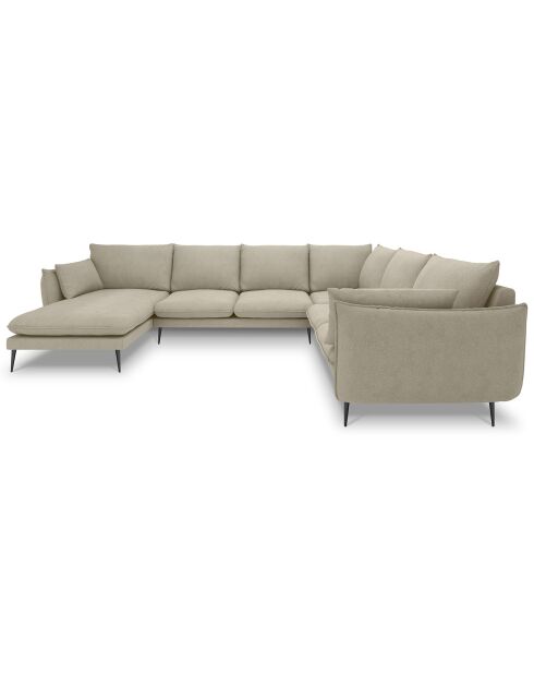 Canapé d'angle droit panoramique Elio 7 places beige - 337x244x95 cm