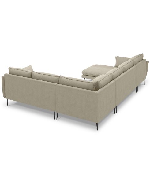 Canapé d'angle droit panoramique Elio 7 places beige - 337x244x95 cm