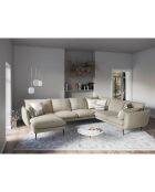 Canapé d'angle droit panoramique Elio 7 places beige - 337x244x95 cm