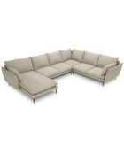 Canapé d'angle droit panoramique Elio 7 places beige - 337x244x95 cm