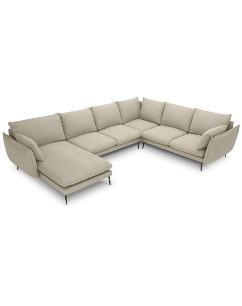 Canapé d'angle droit panoramique Elio 7 places beige - 337x244x95 cm