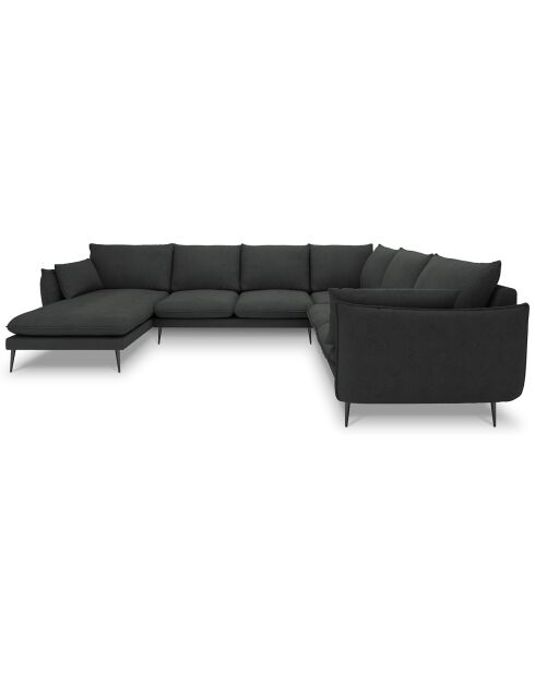 Canapé d'angle droit panoramique Elio 7 places gris foncé - 337x244x95 cm