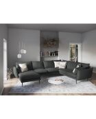 Canapé d'angle droit panoramique Elio 7 places gris foncé - 337x244x95 cm