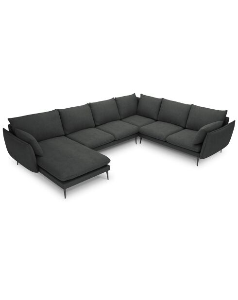 Canapé d'angle droit panoramique Elio 7 places gris foncé - 337x244x95 cm