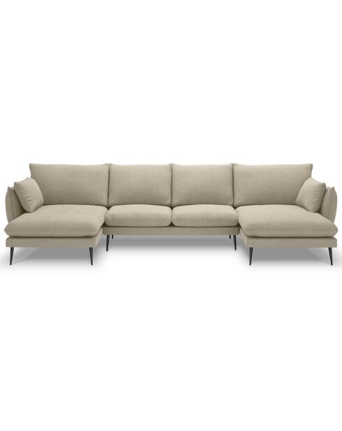 Canapé panoramique elio 6 places beige - 344x170x97 cm