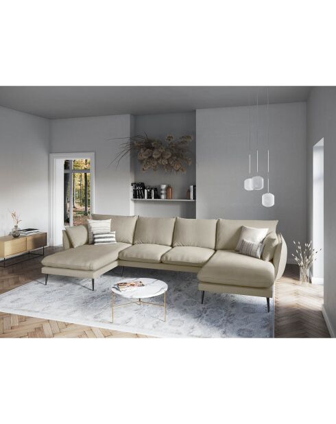 Canapé panoramique  elio 6 places beige - 344x170x97 cm