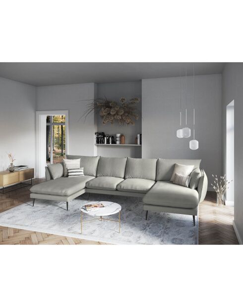 Canapé panoramique elio 6 places gris clair - 344x170x97 cm