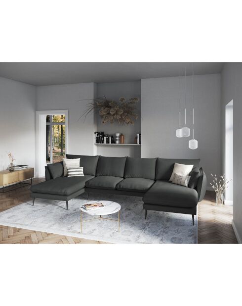 Canapé panoramique elio 6 places gris foncé - 344x170x97 cm