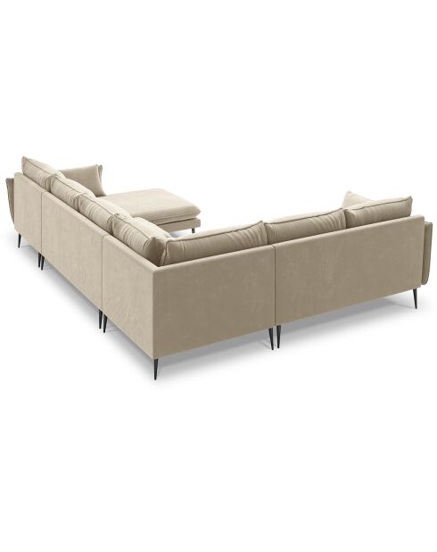 Canapé d'angle gauche panoramique Elio 7 places beige - 337x244x95 cm