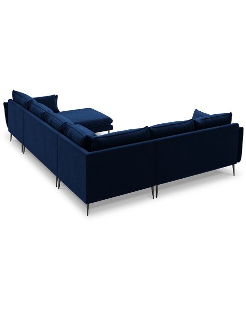 Canapé d'angle gauche panoramique Elio 7 places bleu roi - 337x244x95 cm