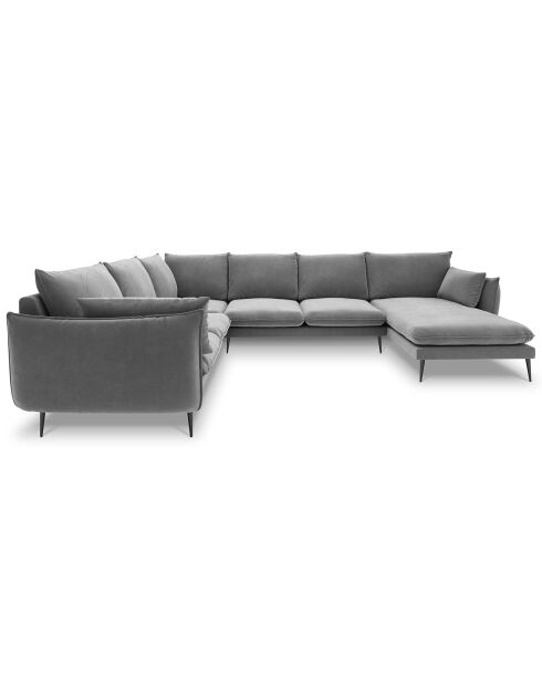 Canapé d'angle gauche panoramique Elio 7 places gris clair - 337x244x95 cm