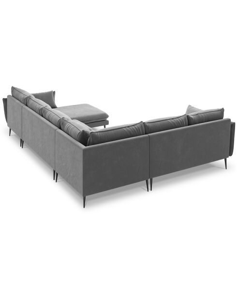 Canapé d'angle gauche panoramique Elio 7 places gris clair - 337x244x95 cm