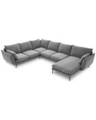 Canapé d'angle gauche panoramique Elio 7 places gris clair - 337x244x95 cm