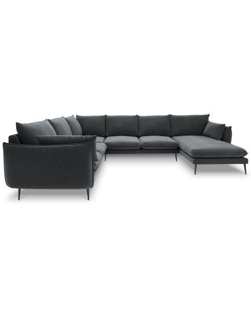 Elio 7-zits grijze panoramische linkerhoekbank - 337x244x95 cm