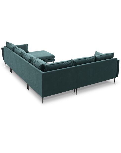 Elio 7-Sitzer-Panorama-Ecksofa links in Petrolblau - 337x244x95 cm