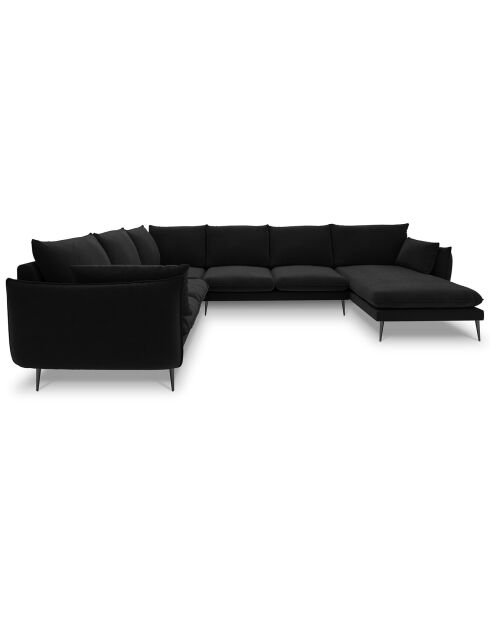 Elio 7-zits zwarte panoramische hoekbank links - 337x244x95 cm