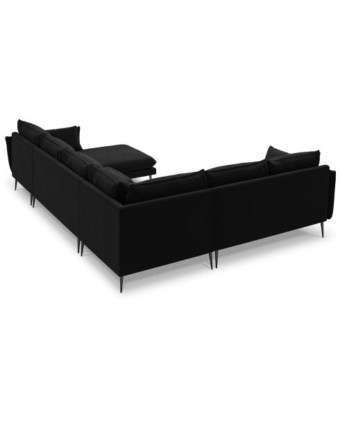 Elio 7-zits zwarte panoramische hoekbank links - 337x244x95 cm