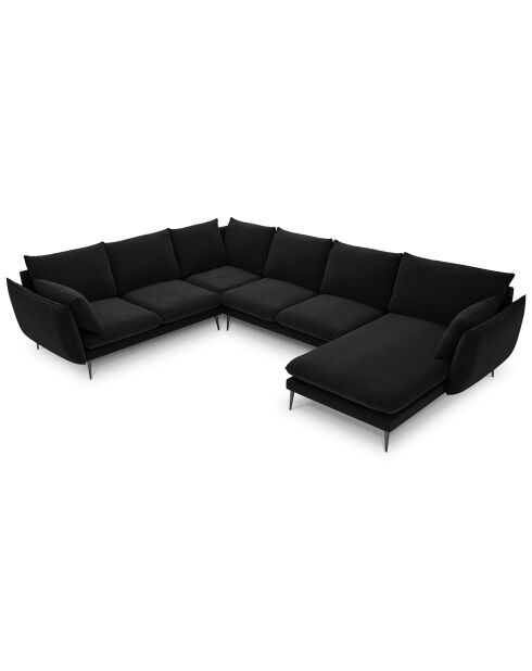 Elio 7-zits zwarte panoramische hoekbank links - 337x244x95 cm