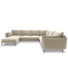 Canapé d'angle droit panoramique Elio 7 places beige - 337x244x95 cm
