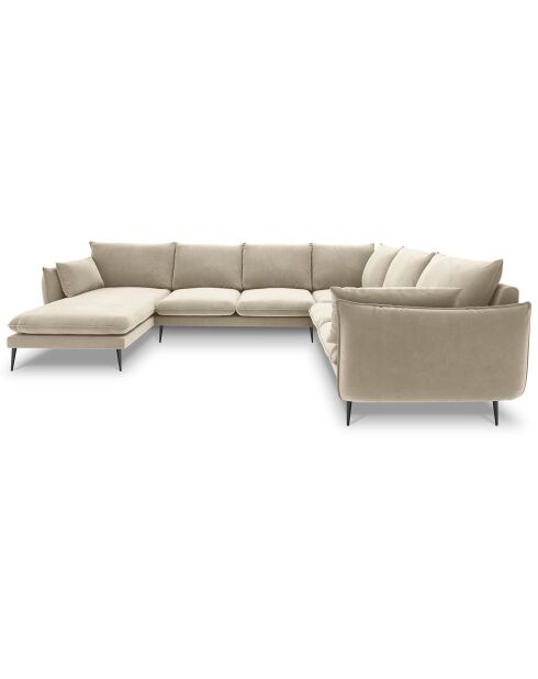Canapé d'angle droit panoramique Elio 7 places beige - 337x244x95 cm
