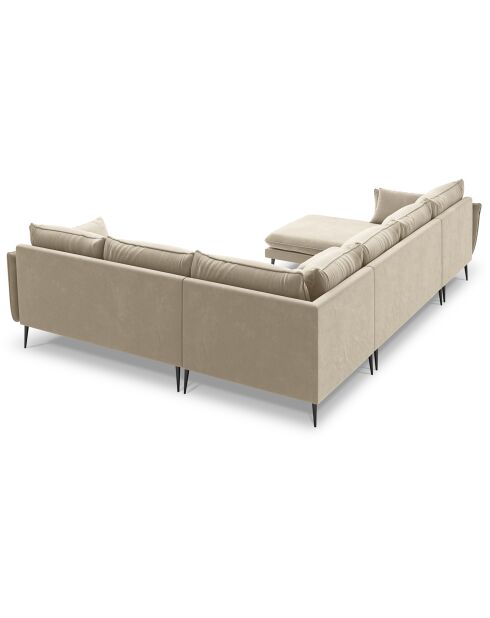 Canapé d'angle droit panoramique Elio 7 places beige - 337x244x95 cm