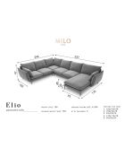 Canapé d'angle droit panoramique Elio 7 places beige - 337x244x95 cm
