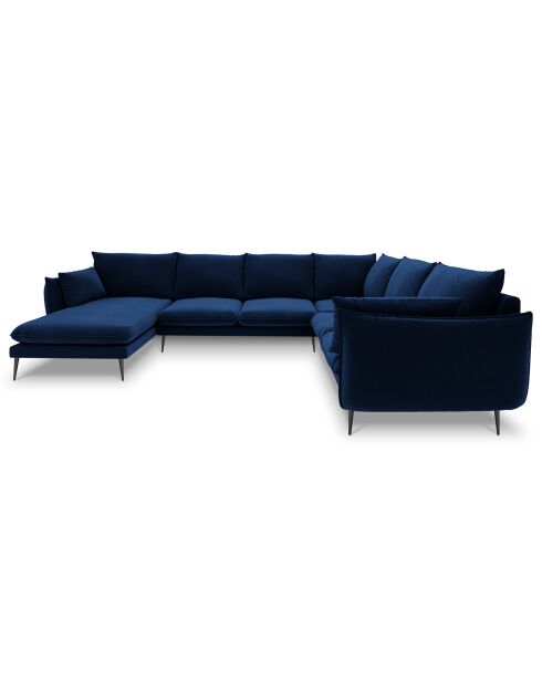 Canapé d'angle droit panoramique Elio 7 places bleu roi - 337x244x95 cm
