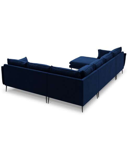 Canapé d'angle droit panoramique Elio 7 places bleu roi - 337x244x95 cm