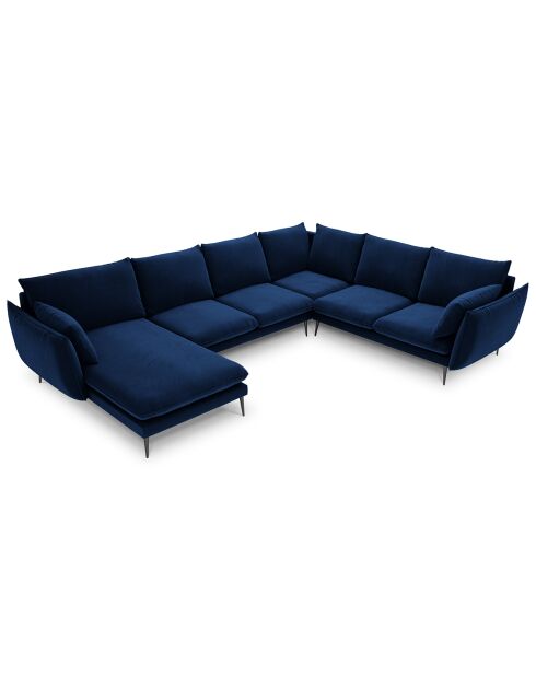 Canapé d'angle droit panoramique Elio 7 places bleu roi - 337x244x95 cm