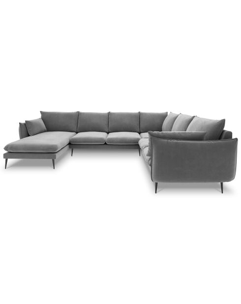 Canapé d'angle droit panoramique Elio 7 places gris clair - 337x244x95 cm