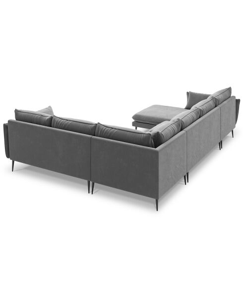 Canapé d'angle droit panoramique Elio 7 places gris clair - 337x244x95 cm