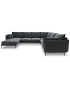 Canapé d'angle droit panoramique Elio 7 places gris - 337x244x95 cm