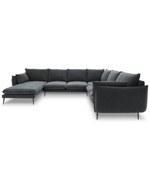Elio 7-zits grijze panoramische hoekbank rechts - 337x244x95 cm