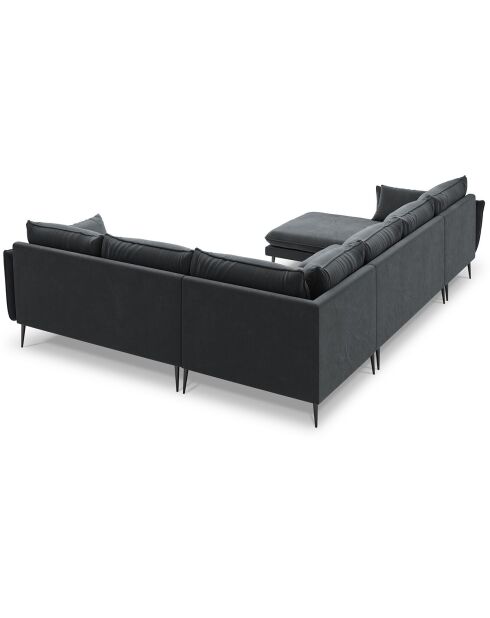 Canapé d'angle droit panoramique Elio 7 places gris - 337x244x95 cm