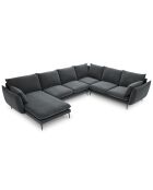 Canapé d'angle droit panoramique Elio 7 places gris - 337x244x95 cm