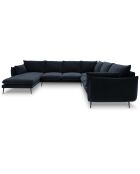 Canapé d'angle droit panoramique Elio 7 places bleu foncé - 337x244x95 cm