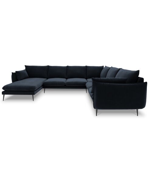 Canapé d'angle droit panoramique Elio 7 places bleu foncé - 337x244x95 cm