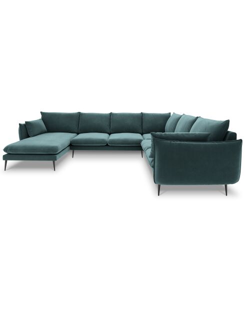 Elio 7-Sitzer-Panorama-Ecksofa rechts in Petrolblau - 337x244x95 cm