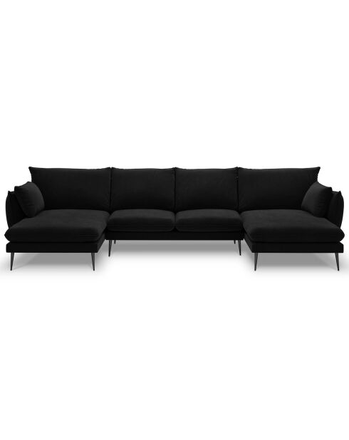 Sofá panorámico Elio 6 plazas negro - 344x170x97 cm