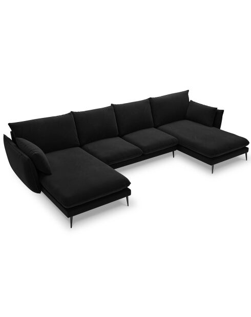 Sofá panorámico Elio 6 plazas negro - 344x170x97 cm