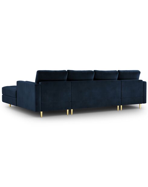 Canapé panoramique velvet santo 6 places bleu roi - 320x170x90 cm