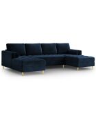 Canapé panoramique velvet santo 6 places bleu roi - 320x170x90 cm