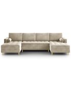 Canapé panoramique velvet santo 6 places beige - 320x170x90 cm