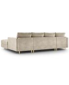 Canapé panoramique velvet santo 6 places beige - 320x170x90 cm