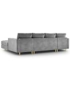 Canapé panoramique velvet santo 6 places gris clair - 320x170x90 cm