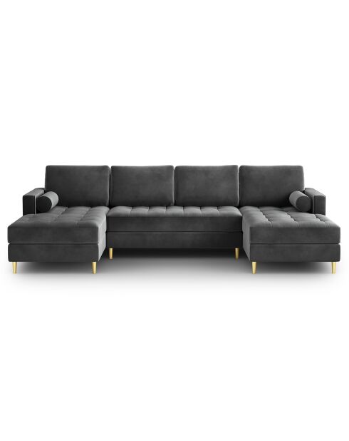 Canapé panoramique velvet santo 6 places gris foncé - 320x170x90 cm