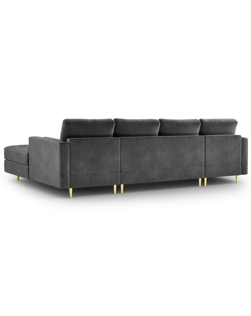 Canapé panoramique velvet santo 6 places gris foncé - 320x170x90 cm