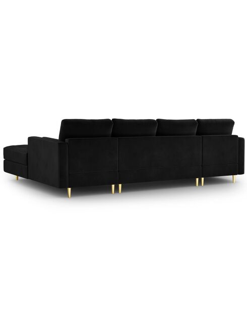 Canapé panoramique velvet santo 6 places noir - 320x170x90 cm